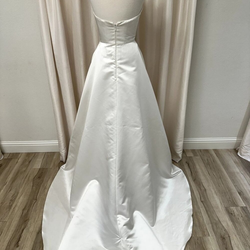 Wtoo White Satin Strapless A-Line Wedding Dress with Front Slit - Picture 5 of 11